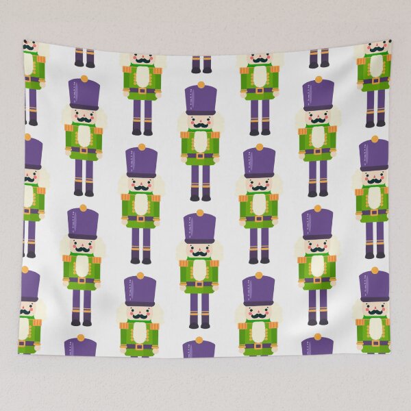 Item preview, Green and Purple Christmas Nutcracker Toy Soldier Graphic Art - White Background designed and sold by Star-Fragment.