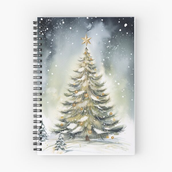 Item preview, Winter Night with a Christmas Tree and Gold Stars designed and sold by exitbird.