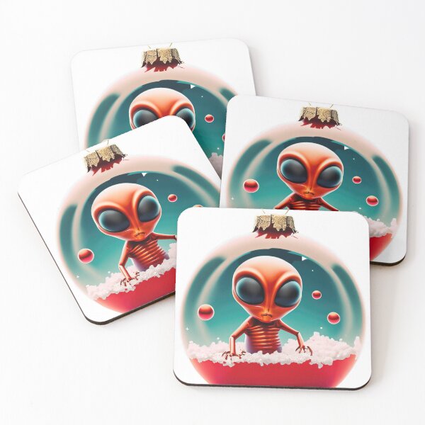 Item preview, Alien Christmas Ball Ornament Red with Snow designed and sold by TheTSpot.