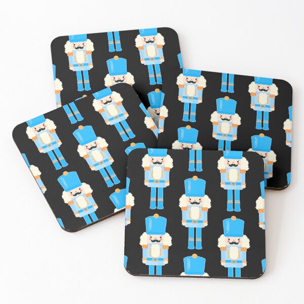 Item preview, Blue on Blue Christmas Nutcracker Toy Soldier Graphic Art - Black Background designed and sold by Star-Fragment.