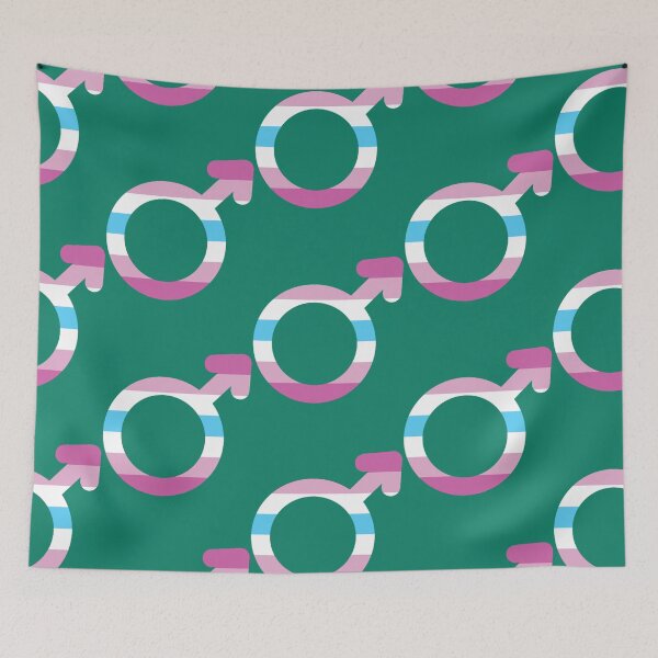 Item preview, Cute Aesthetic Femboy Male Gender Symbol with Femboy Striped Flag designed and sold by mackass.