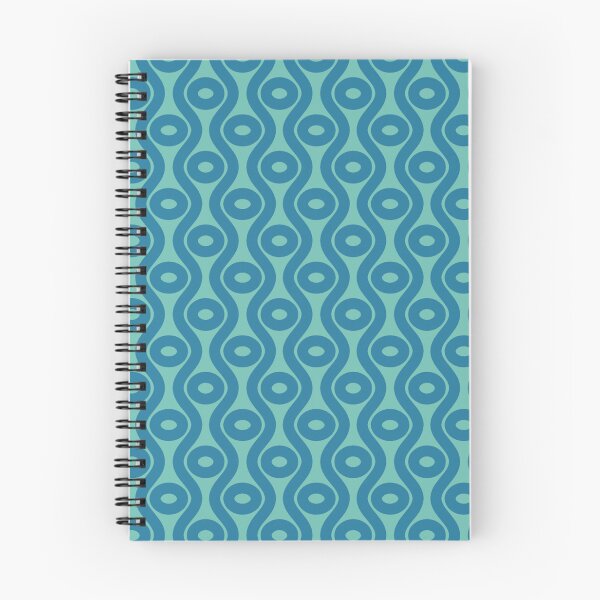 Item preview, Blue Teal Wavy Lines Circles Ovals 1960s Psychedelic Retro Ocean Water Drops Pattern  designed and sold by PenguinForests.