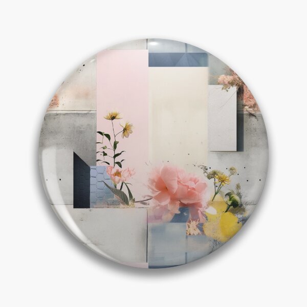 Item preview, Pastel Petals and Concrete Geometry - an Urban Botanic Abstraction Pattern designed and sold by Dazzling Studio Art.
