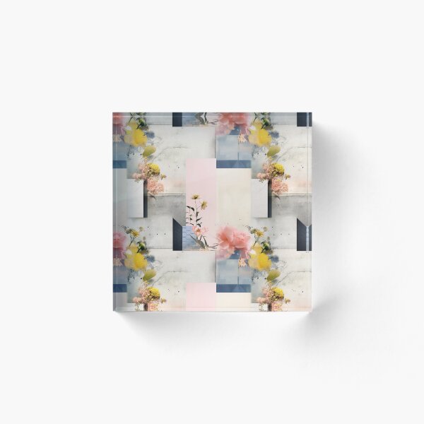 Item preview, Pastel Petals and Concrete Geometry - an Urban Botanic Abstraction Pattern designed and sold by Dazzling Studio Art.