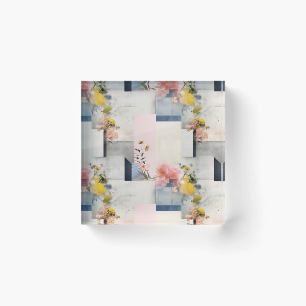 Item preview, Pastel Petals and Concrete Geometry - an Urban Botanic Abstraction Pattern designed and sold by Dazzling Studio Art.