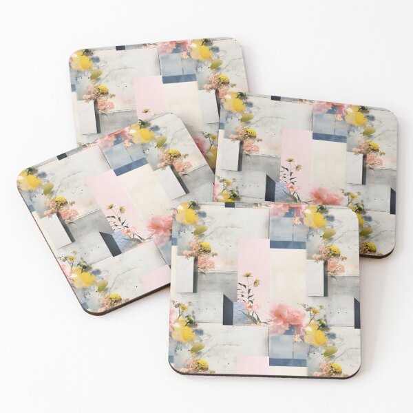 Item preview, Pastel Petals and Concrete Geometry - an Urban Botanic Abstraction Pattern designed and sold by Dazzling Studio Art.