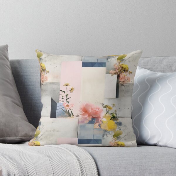 Item preview, Pastel Petals and Concrete Geometry - an Urban Botanic Abstraction Pattern designed and sold by Dazzling Studio Art.