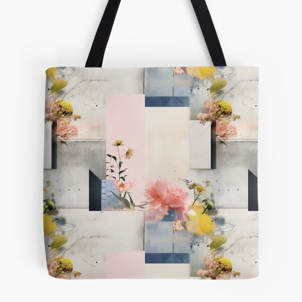 Item preview, Pastel Petals and Concrete Geometry - an Urban Botanic Abstraction Pattern designed and sold by Dazzling Studio Art.