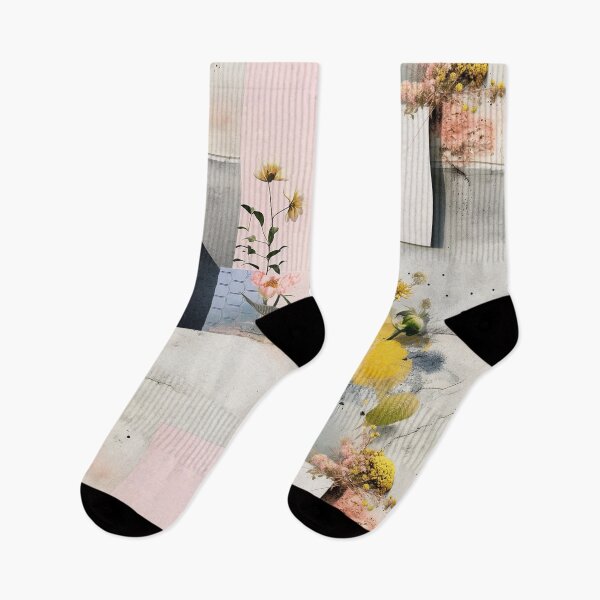 Item preview, Pastel Petals and Concrete Geometry - an Urban Botanic Abstraction Pattern designed and sold by Dazzling Studio Art.