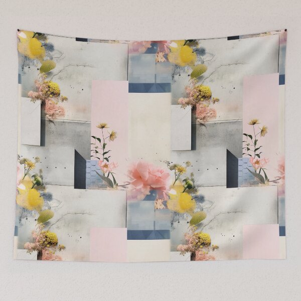 Item preview, Pastel Petals and Concrete Geometry - an Urban Botanic Abstraction Pattern designed and sold by Dazzling Studio Art.
