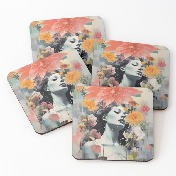 Item preview, Goddess with Pastel Petals and Concrete Geometry - an Urban Botanic Abstraction designed and sold by Dazzling Studio Art.