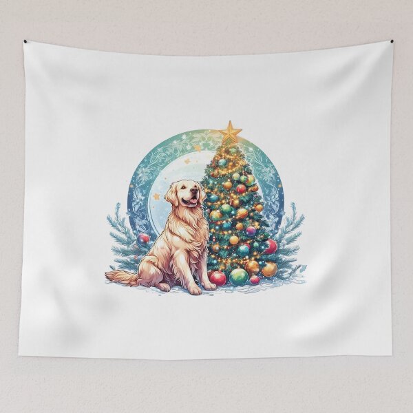 Item preview, Golden Retriever Christmas Tree designed and sold by GalaxyGraffiti.