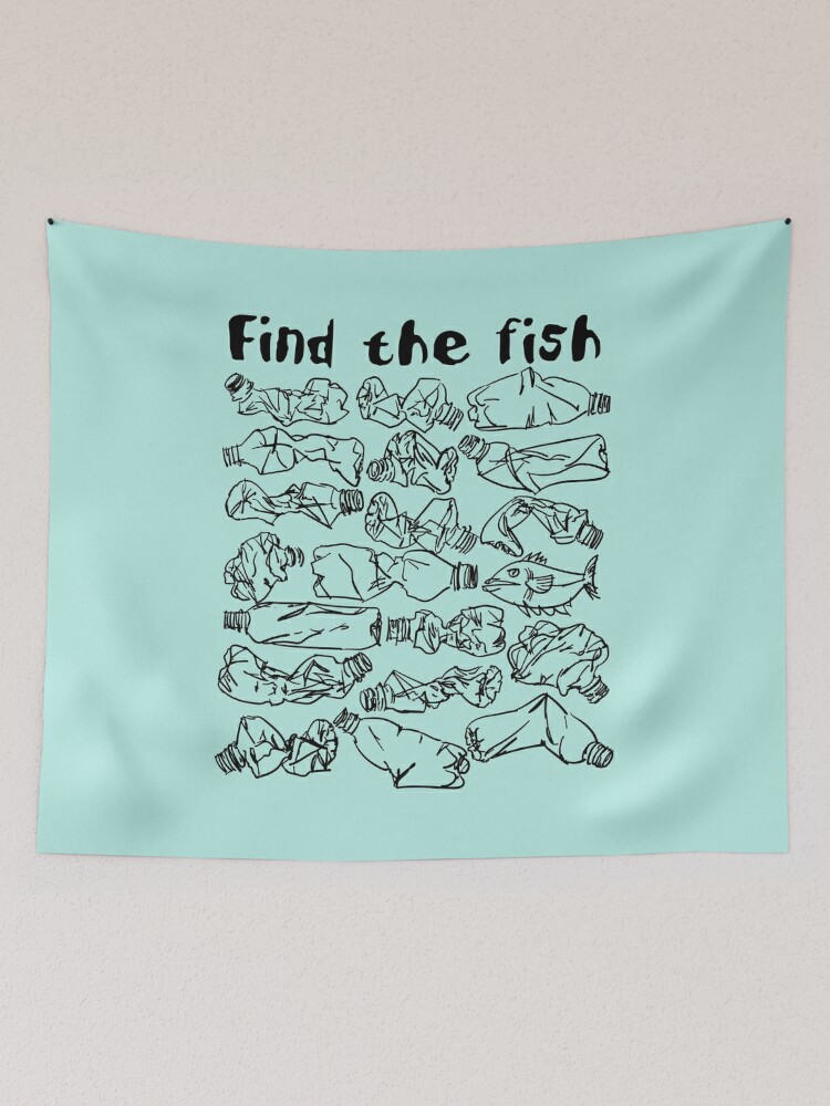 Find the fish and save the ocean from plastic pollution Tapestry for Sale  by Chilli-Design