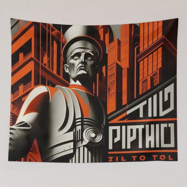 Artikelvorschau, Metropole City Futuristisch Statue Cinema Kino Lichtspiele Film grau schwarz rot entworfen und verkauft von G-M-Designs.