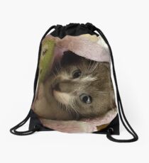 Adorable grey kitty Drawstring Bag