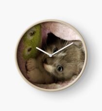 Adorable grey kitty Clock