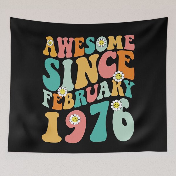 Item preview, Awesome Since February 1976 | Made In 1976 | Retro Groovy Birthday designed and sold by Christina-grich.