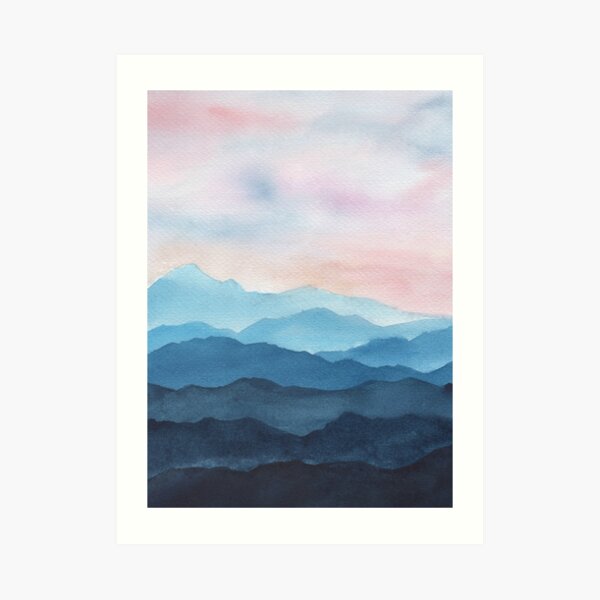 Blue Abstract Mountains Art Print