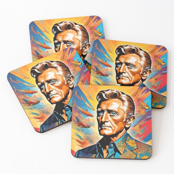 Item preview, Colorful digital portrait inspired by Kirk Douglas on pop art background designed and sold by clon-dot-net.