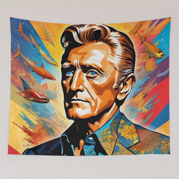 Item preview, Colorful digital portrait inspired by Kirk Douglas on pop art background designed and sold by clon-dot-net.