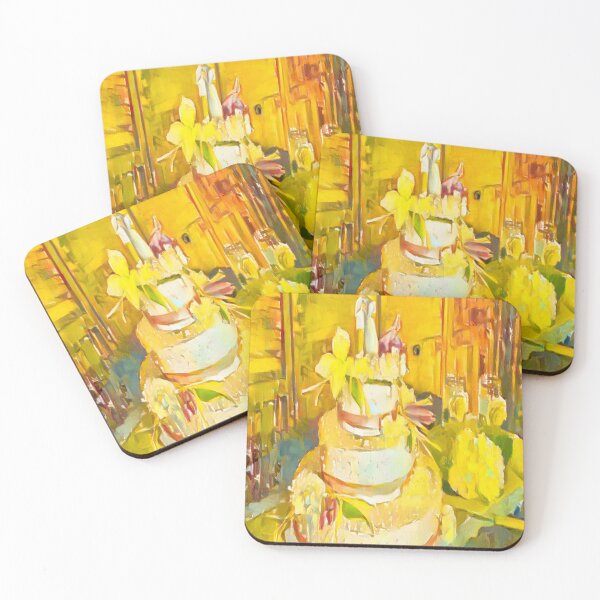 Item preview, Yellow Wedding Cake With Couple designed and sold by adelineyeohp.