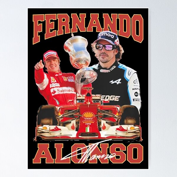 Fernando Alonso F1 World Champion Póster firmado foto soporte A4