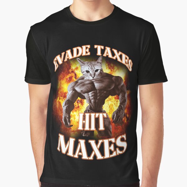 Item preview, evade taxes hit maxes cat gym meme designed and sold by EpicEpperal.