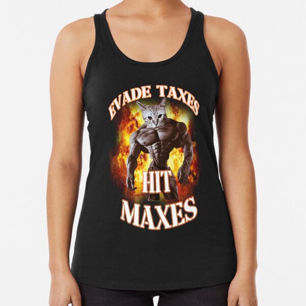 Vista previa del artículo con la obra «evadir impuestos golpear maxes gato gimnasio meme», diseñado y vendido por EpicEpperal.