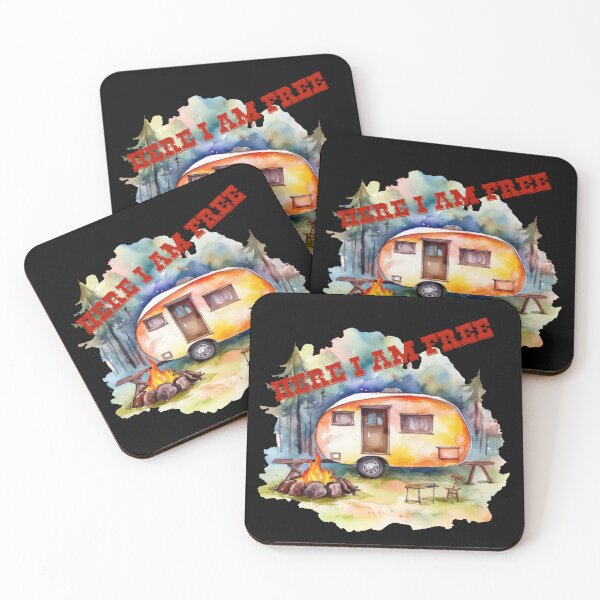 Item preview, Camping caravan campfire - holiday vacation in the great outdoors designed and sold by WallGemsArt.