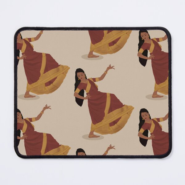 Item preview, Indian woman in saree performing Bharatnatyam designed and sold by ThePurplePrints.
