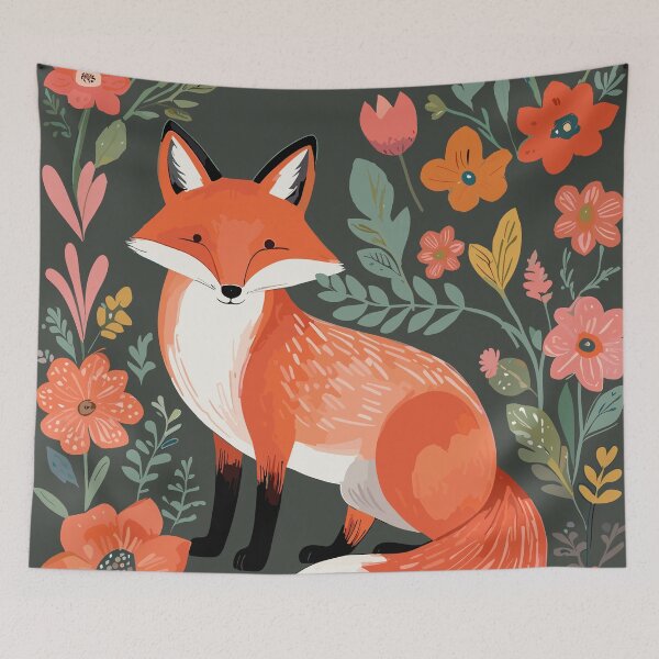 Item preview, Fox Floral Flowers Cottagecore Asethetic designed and sold by BellaLawi.