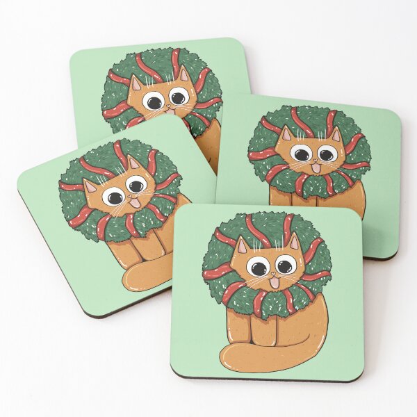 Item preview, Christmas Wreath Cat Print designed and sold by Julia Sol.