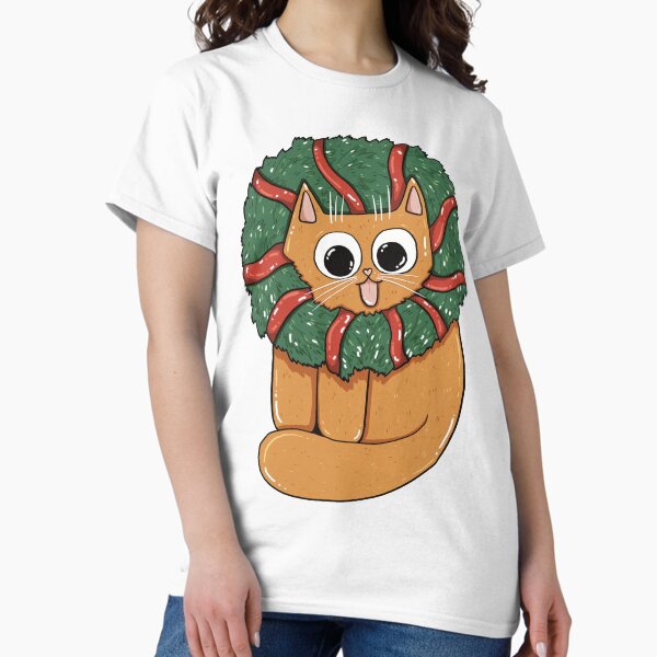 Item preview, Christmas Wreath Cat Print designed and sold by Julia Sol.