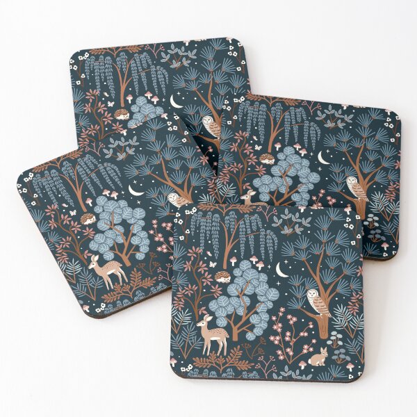 Item preview, Woodland Night Life - Cold Blue designed and sold by TigaTiga.