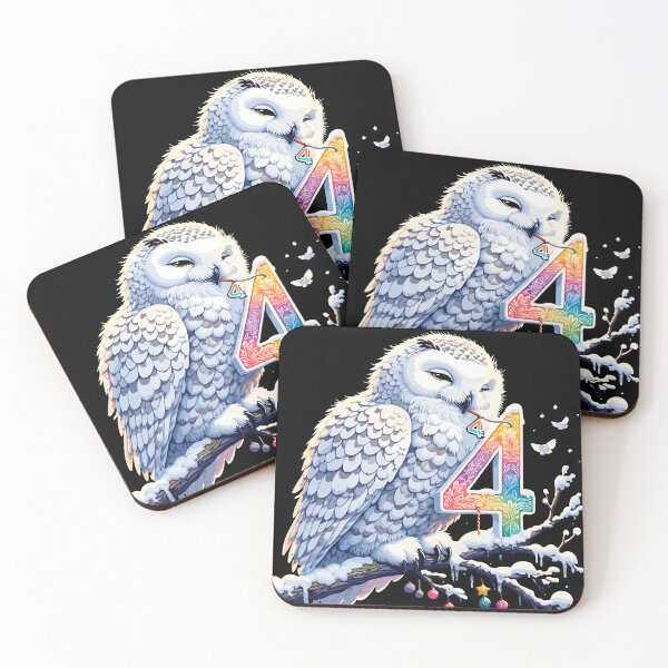 Item preview, Happy 4th Birthday Snowy Owl Celebration - Magical Winter Owl Themed Birthday Party Ideas designed and sold by Jurady.