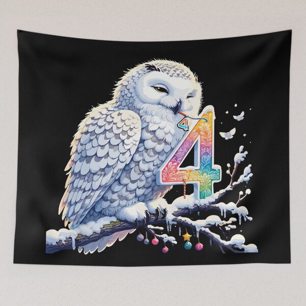 Item preview, Happy 4th Birthday Snowy Owl Celebration - Magical Winter Owl Themed Birthday Party Ideas designed and sold by Jurady.