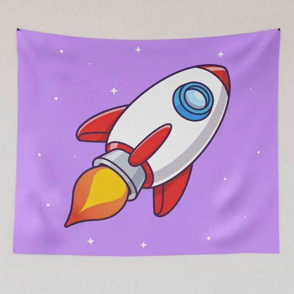 Item preview, Rocket Flying in Space Cartoon Vector Icon Illustration designed and sold by hjian8219.
