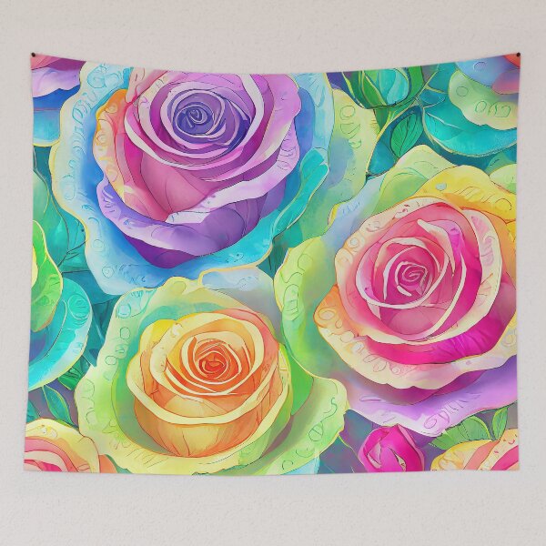 Item preview, Sketchy Abstract Rainbow Roses designed and sold by craftyvixenart.