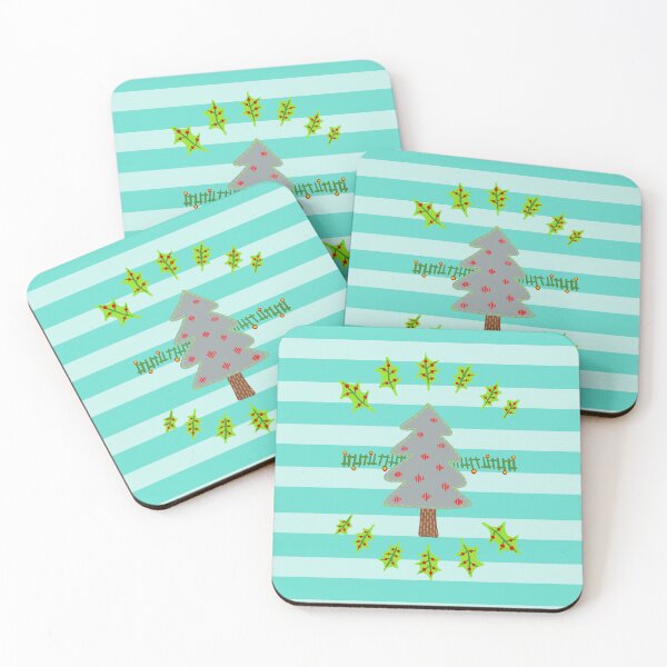 Item preview, Stitched trees_retro blue_stripes designed and sold by NeonEye-Designs.