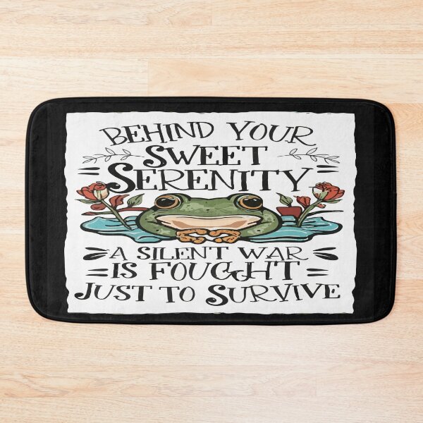 Item preview, Behind Your Sweet Serenity A Silent War Is Fought Just To Survive - Frog On A Lilypad Illustration Cartoon designed and sold by MegaDirt.
