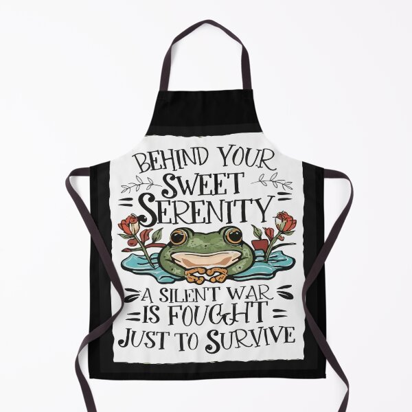 Item preview, Behind Your Sweet Serenity A Silent War Is Fought Just To Survive - Frog On A Lilypad Illustration Cartoon designed and sold by MegaDirt.