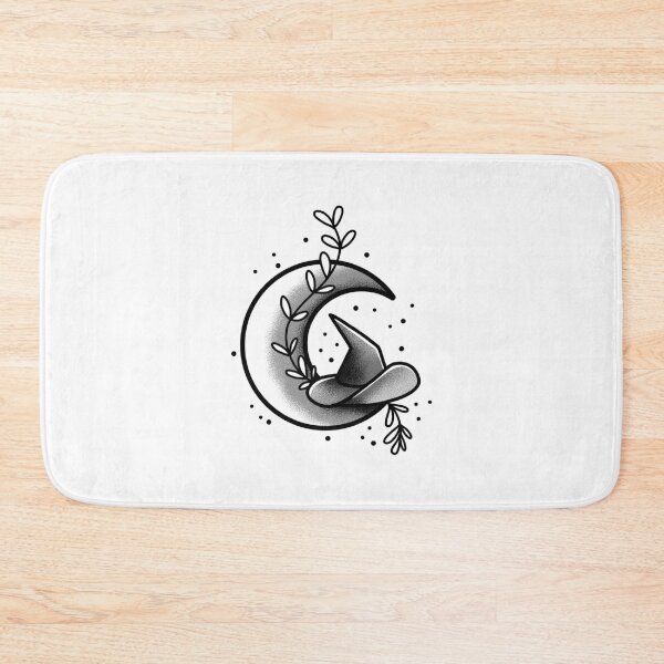 Item preview, Tattoo style Witches hat on a crescent moon designed and sold by jazzydevil.