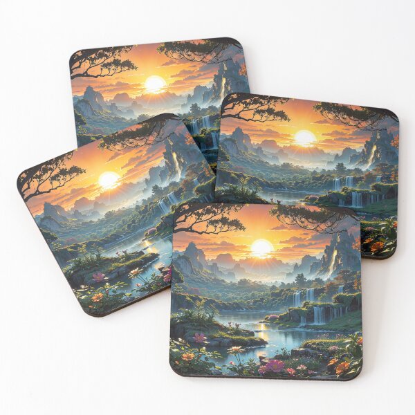Item preview, Jungle Sunset Serenity Jigsaw Puzzles - Explore Nature's Twilight Symphony on Redbubble designed and sold by PuzzleBoxDesign.