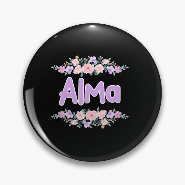 Item preview, Purple Flower Alma Name Label (Black) designed and sold by NormadWorld.