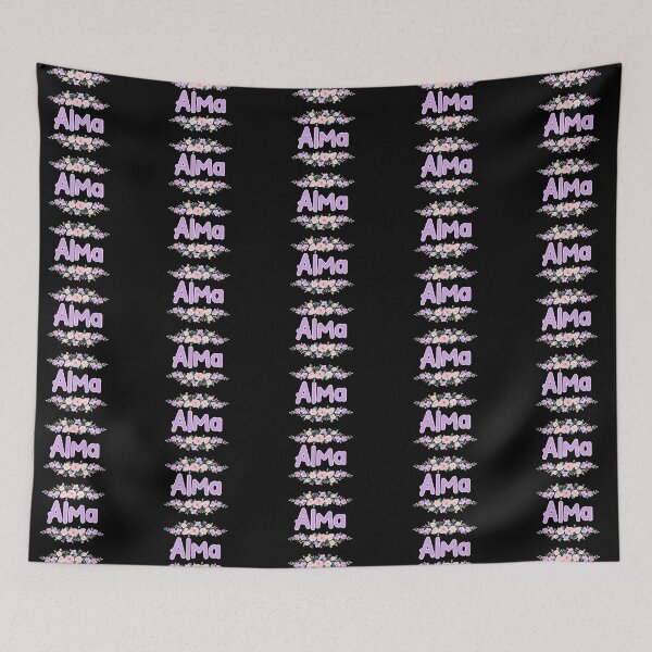 Item preview, Purple Flower Alma Name Label (Black) designed and sold by NormadWorld.