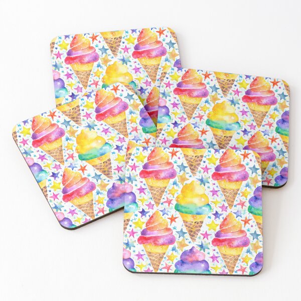 Item preview, Rainbow Watercolor Icecream Cones and Stars designed and sold by craftyvixenart.
