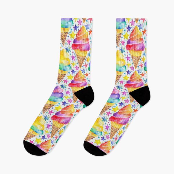 Item preview, Rainbow Watercolor Icecream Cones and Stars designed and sold by craftyvixenart.