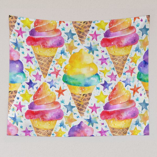 Item preview, Rainbow Watercolor Icecream Cones and Stars designed and sold by craftyvixenart.