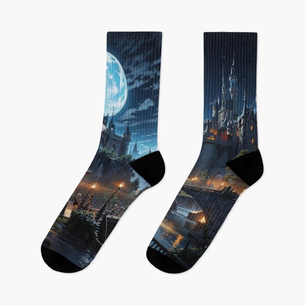Item preview, Nighttime Castle Majesty Jigsaw Puzzles - Explore the Regal Realm under the Stars on Redbubble designed and sold by PuzzleBoxDesign.