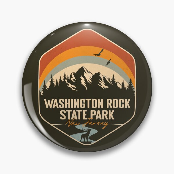 Item preview, Washington Rock State Park New Jersey - NJ Vintage Sunset Badge Forest and Wilderness  designed and sold by mountainfad.